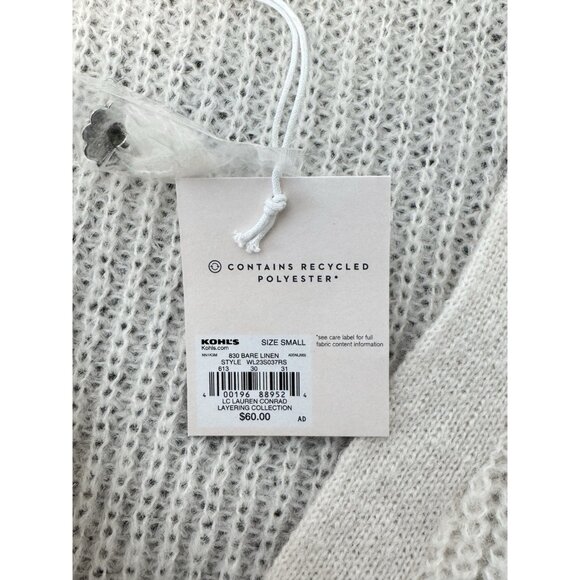 NEW Lauren Conrad Long Cardigan Layering Sweater Bare Linen Ivory V-Neck Small - Picture 8 of 11